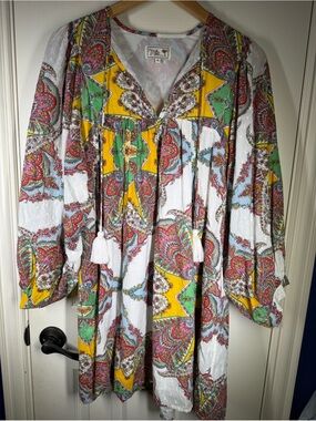 Mille Daisy Kaleidoscope Paisley Cotton Gauze Sz S Retail $248